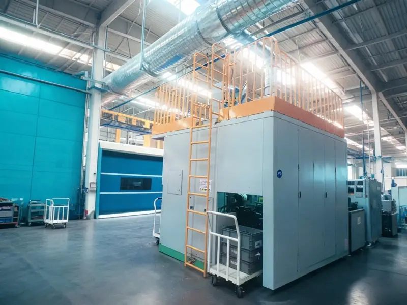 Vista externa da fábrica Dengtai, fabricante de escadas fixas desde 2004